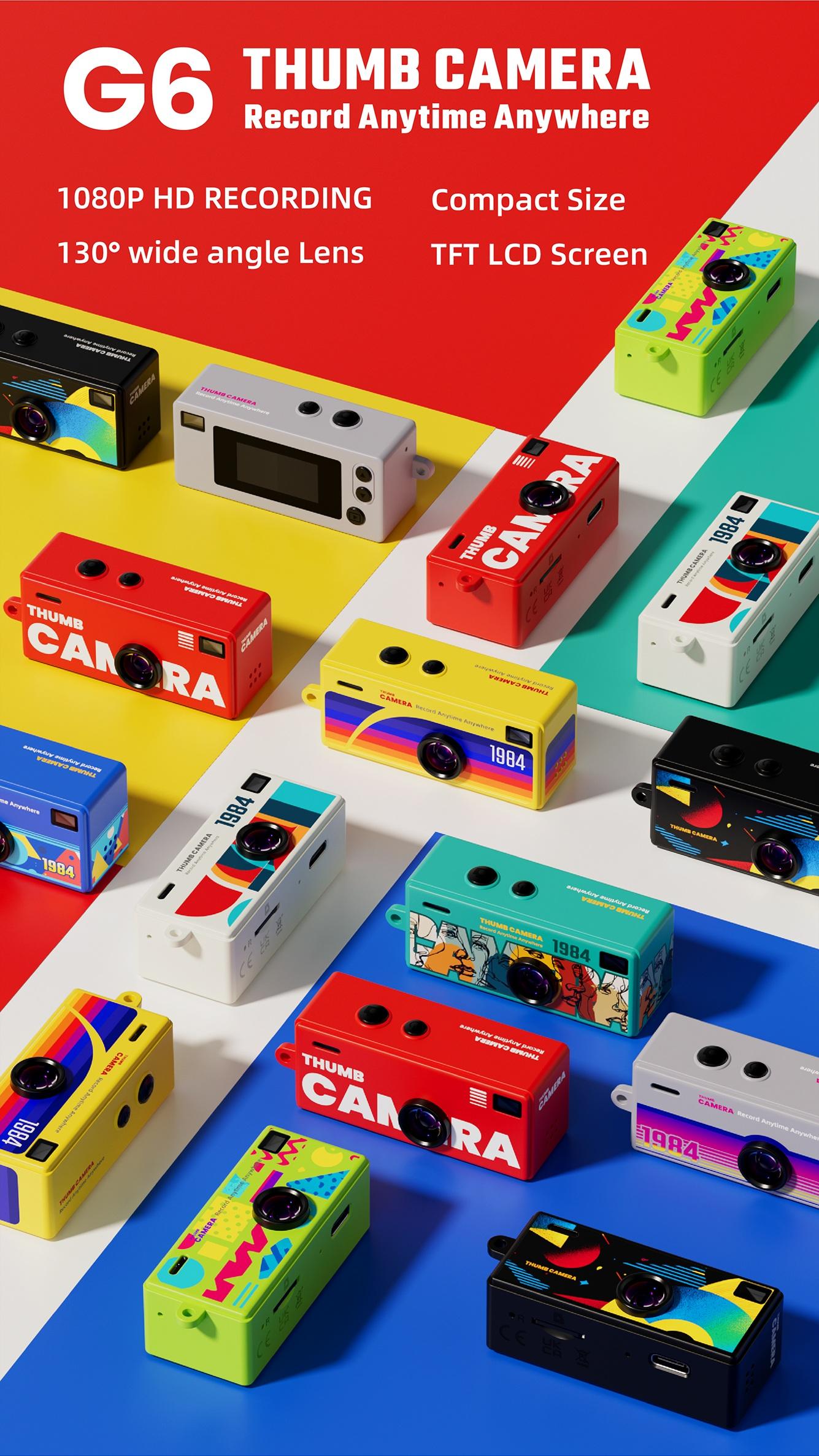 G6 Thumb Keychain Camera, 0.96 Inch Retro Mini Sports Camera, 1080P Ultra Small Camcorder, Audio Video Recorder, Supports Memory Card