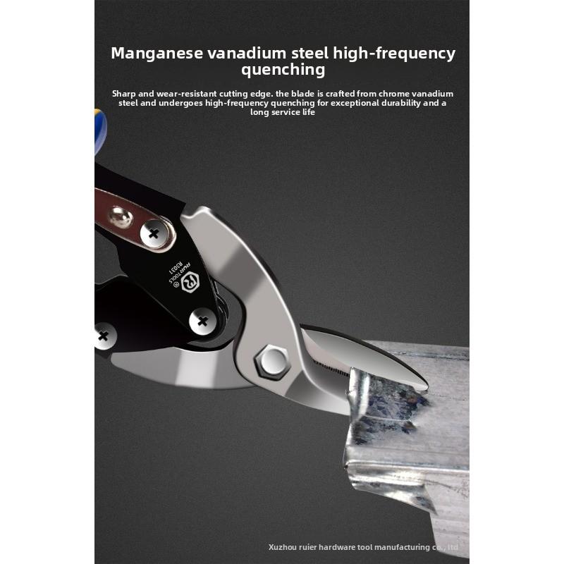 Aircraft Grade Scissors, Chrome Vanadium Alloy Steel, Ergonomic Design, Industrial-Grade Iron Sheet Cutter, Multi-Purpose Tool for Office & Home Use