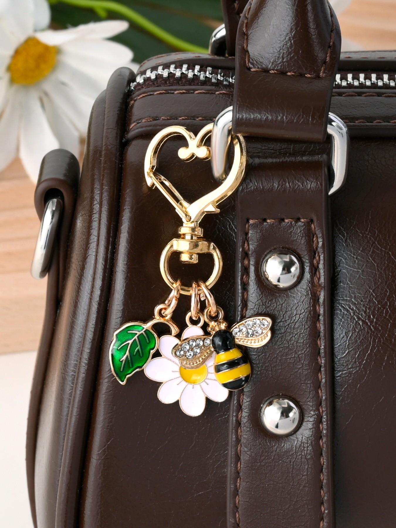 New Cute Natural Stone Bee Daisy Keychain, Perfect for Bags, Earphone Cases, Phone Covers, Car Decor, Holiday, Birthday Gifts