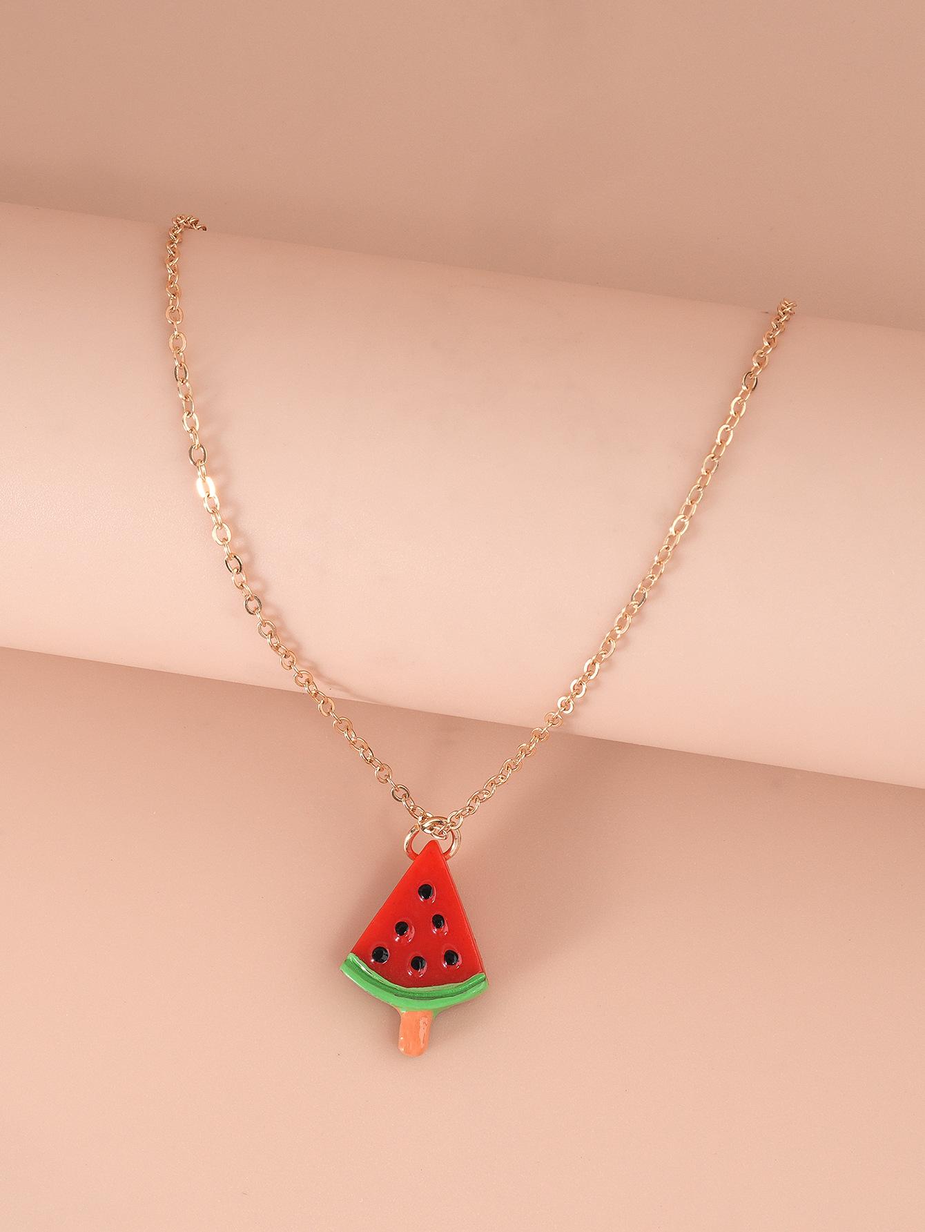 Summer Style Watermelon Pendant Necklace - Fashionably Simple, Versatile and Cute Necklace