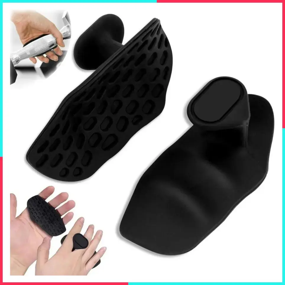 4-Pack Ergonomic Hand Grips, Anti-Slip Rubber Palm Protector Pads for Weight Lifting & Pull-Ups