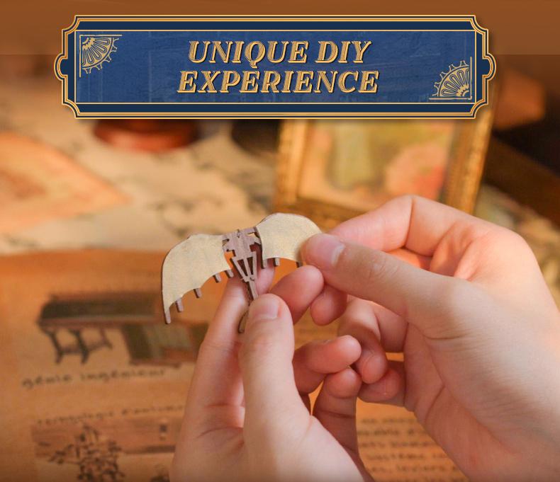 Tonecheer DIY Book Nook Kit for Adults, 3D Wooden Puzzle Bookend Miniature House Kit, Booknook Bookshelf Insert Decor with Dust Cover and LED Lights Gifts (Leonardo da Vinci)