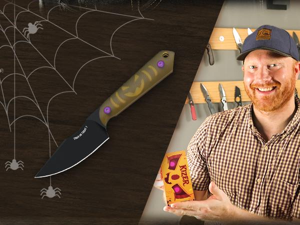 Kizer Halloween Mini Harpoon 3V Steel PEI 1040SHW1, Halloween Theme Design, Men Gift fort EDC knife edc tool Halloween Car-Themed EDC Knife Set