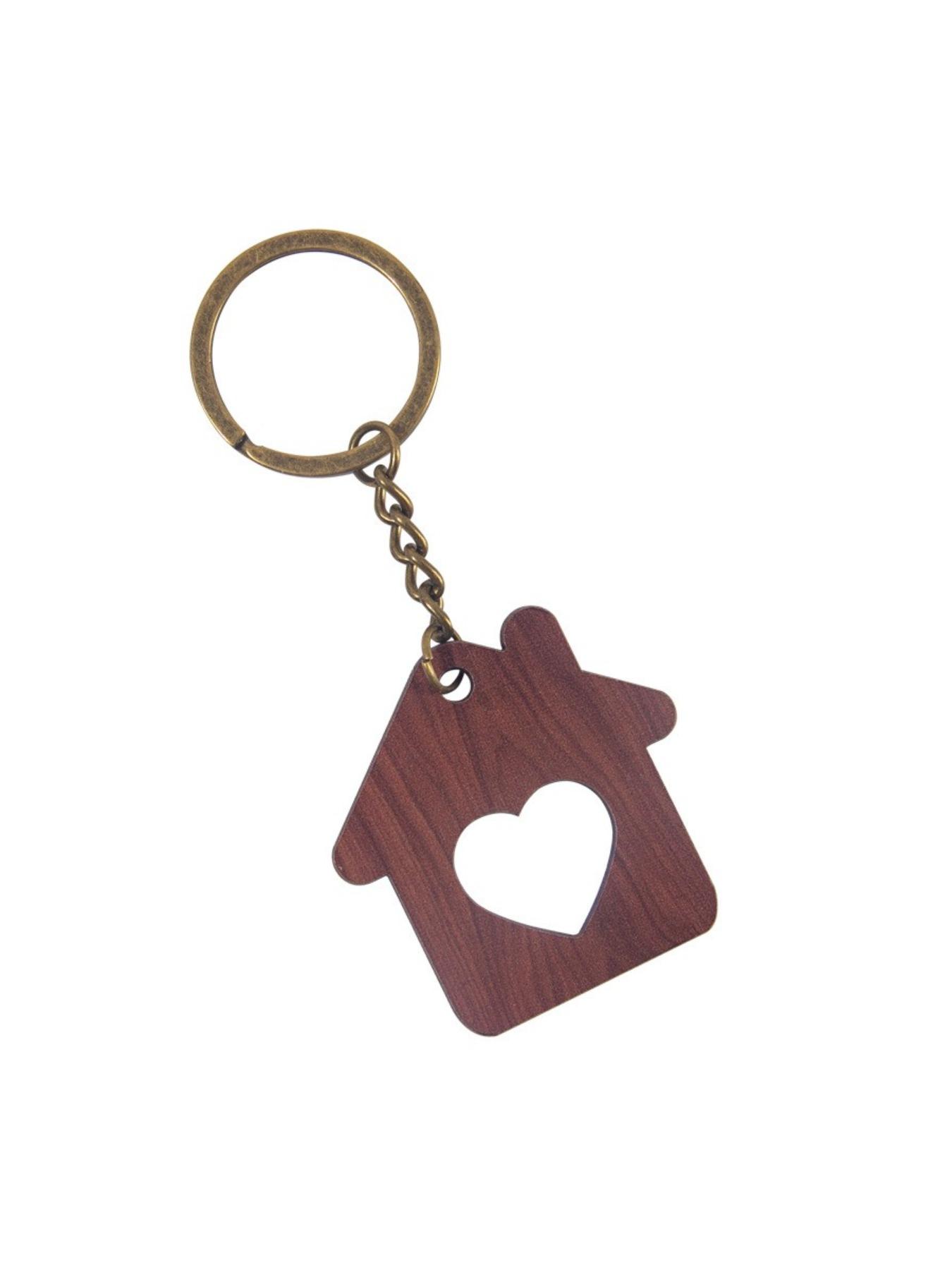 1pcs Handmade Wooden House Keychain, Customizable Shape, Engraved Wood Tag, Boho Style, Ideal for Student Graduation Season Decor