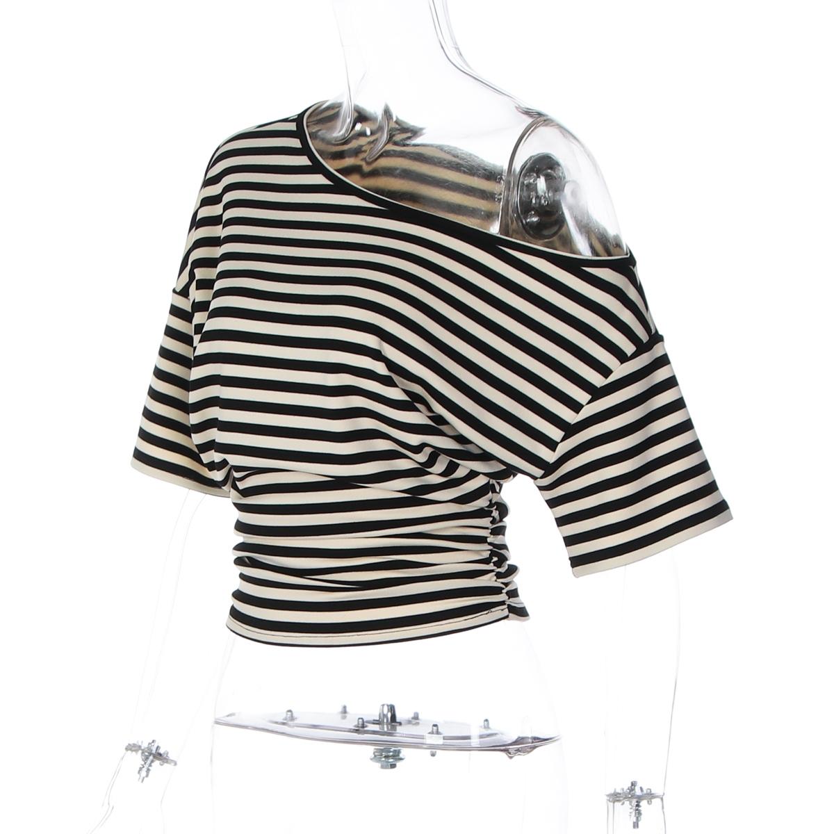 Women Summer Fashion Short Sleeve Asymmetrical One Shoulder Striped Asymmetric Hem T Shirt Tops Tee Casual Daily Tops Women Summer Fashion Short Sleeve Asymmetrical One Shoulder Striped Asymmetric Hem T Shirt Tops Tee Casual Daily Tops
