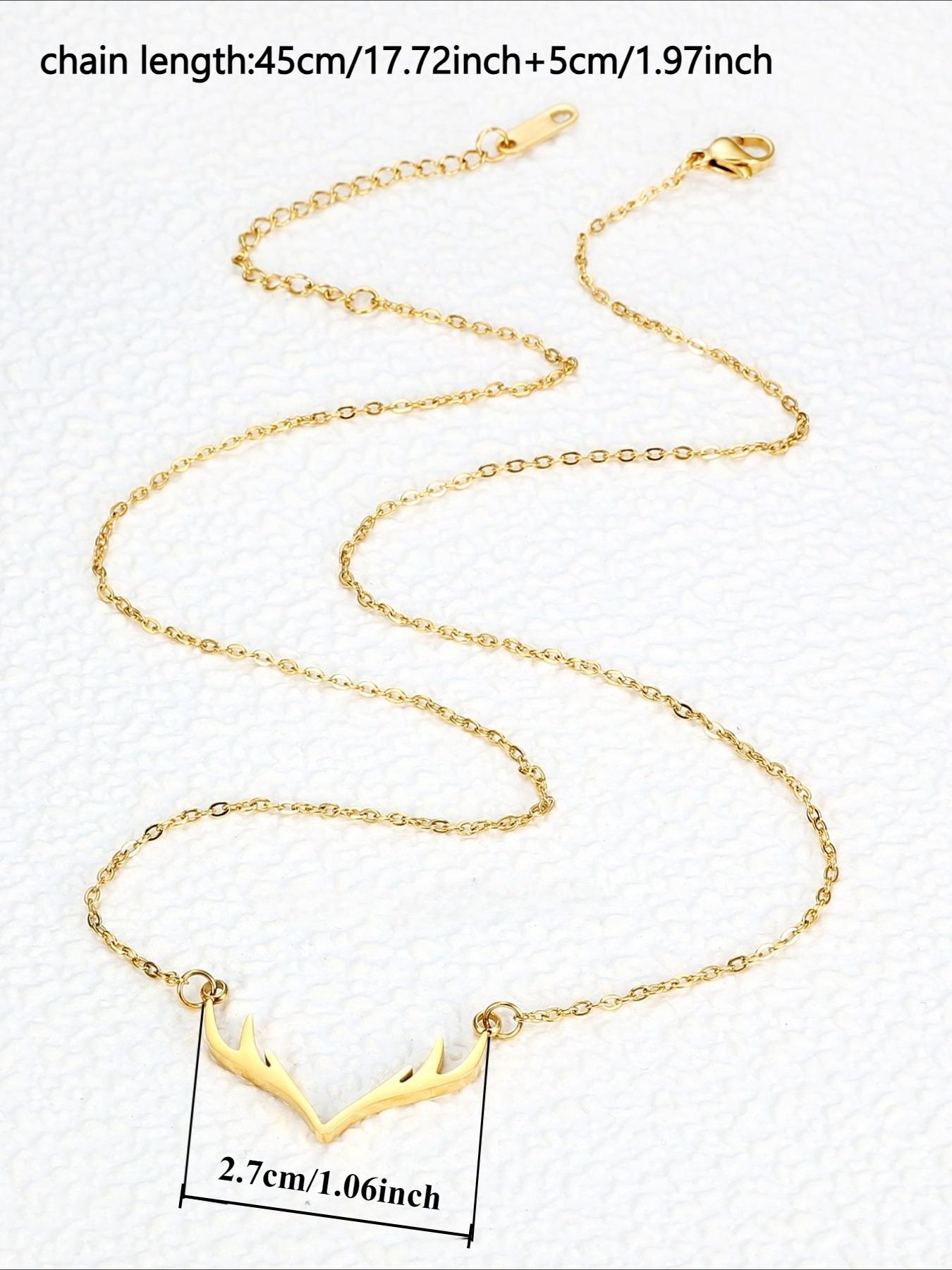 Small Niche Design Deer Antler Pendant Necklace Made of Stainless Steel That Does Not Fade and Is Versatile for Daily Necklaces