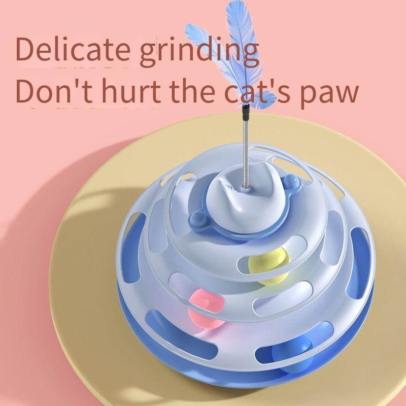 Three-Layer Cat Turntable Toy, Indoor Cat Educational Game Track Tower, Interactive Ball Toy, Three-Color Exercise Game