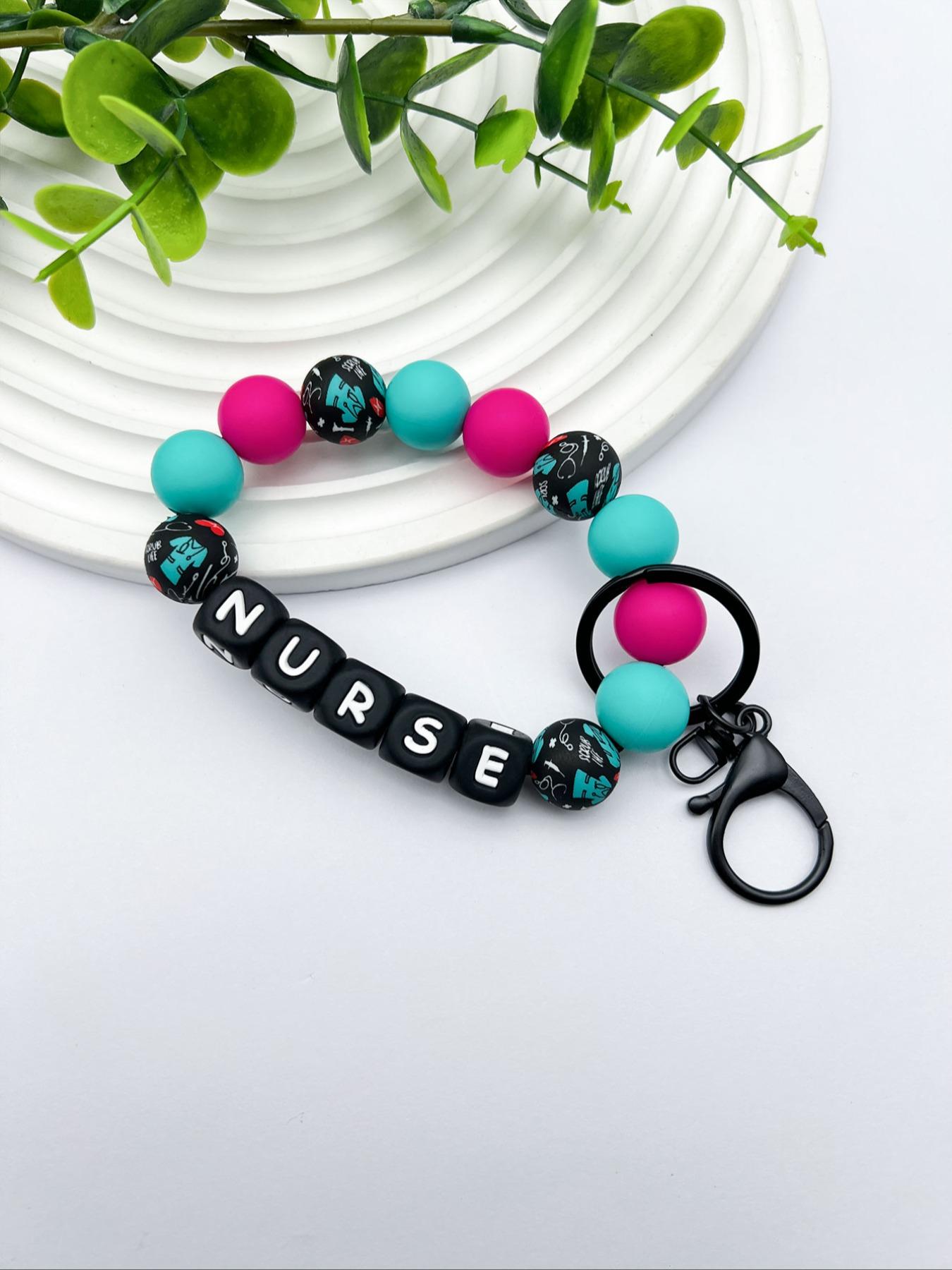 Cute Beaded Design Keychain, Novelty Keychain for Women & Men, Stylish Keychain, Fashion Accessories for Daily Bag, Key Decor, Thoughtful Gifts for Healthcare Workers, Handmade Keychain