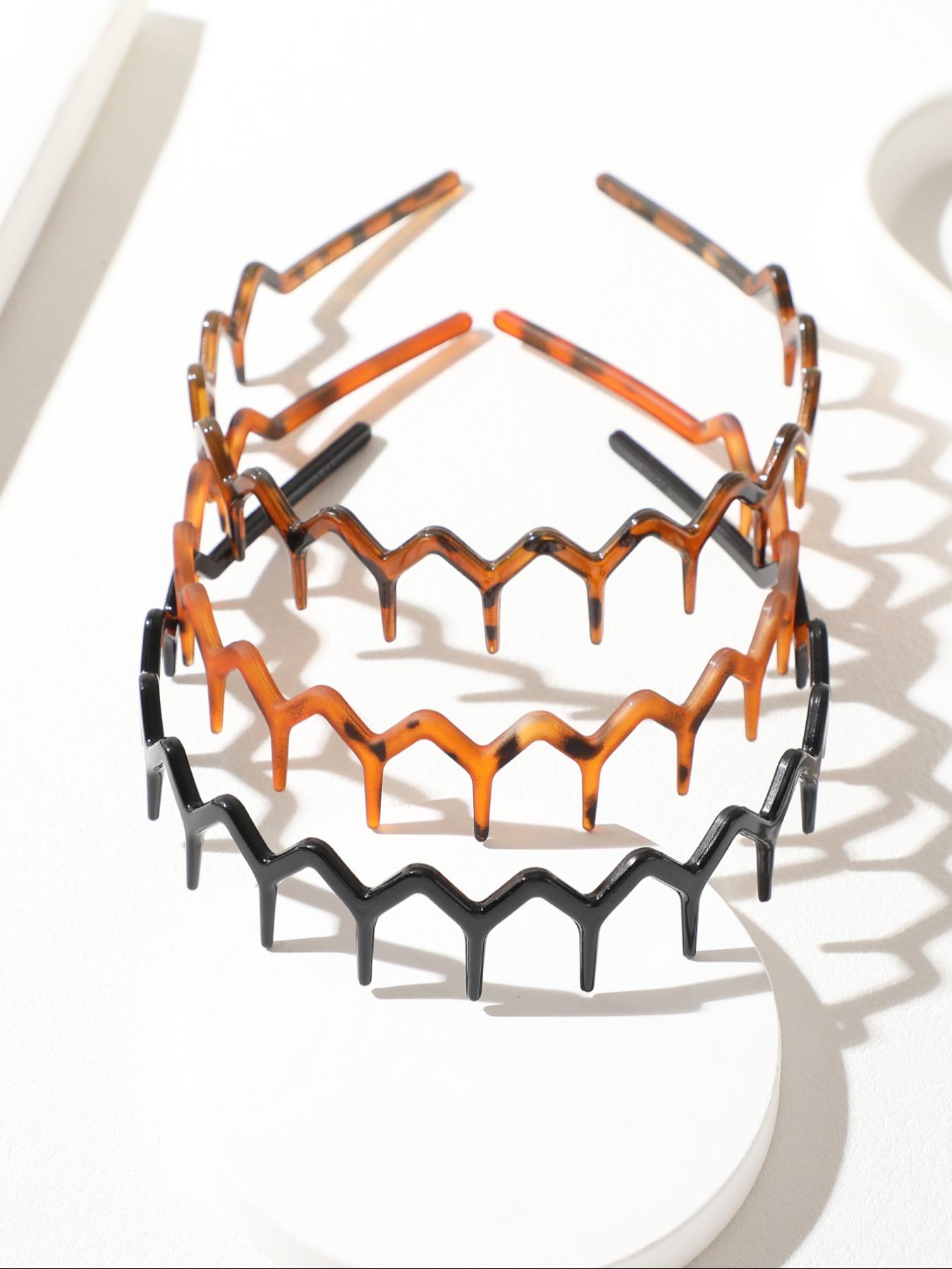 3pcs Women's Hairbands with Teeth Anti-Slip Wave Vintage Simple Restraint Headband Suitable for Face Washing Skincare Fashion Accessory Headbands Women