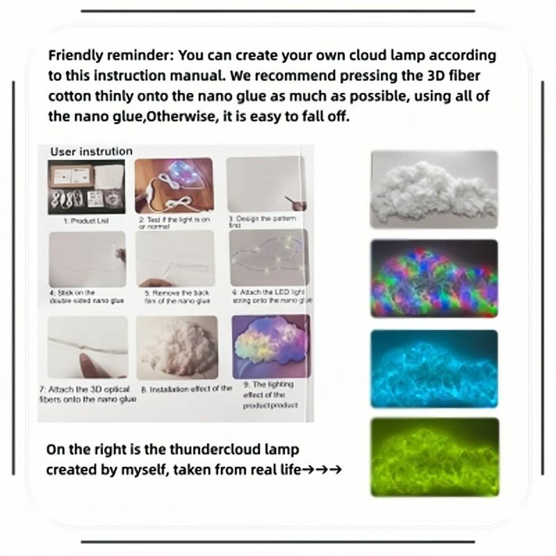 Thunder Cloud LED Light,Lightning Cloud Colorful Atmosphere Night Light,DlY Creative Cloud Lights Gaming Room Garage Club Bar dj Party Light, Light Decor- Light string length 26.25 feet (314.96inches)