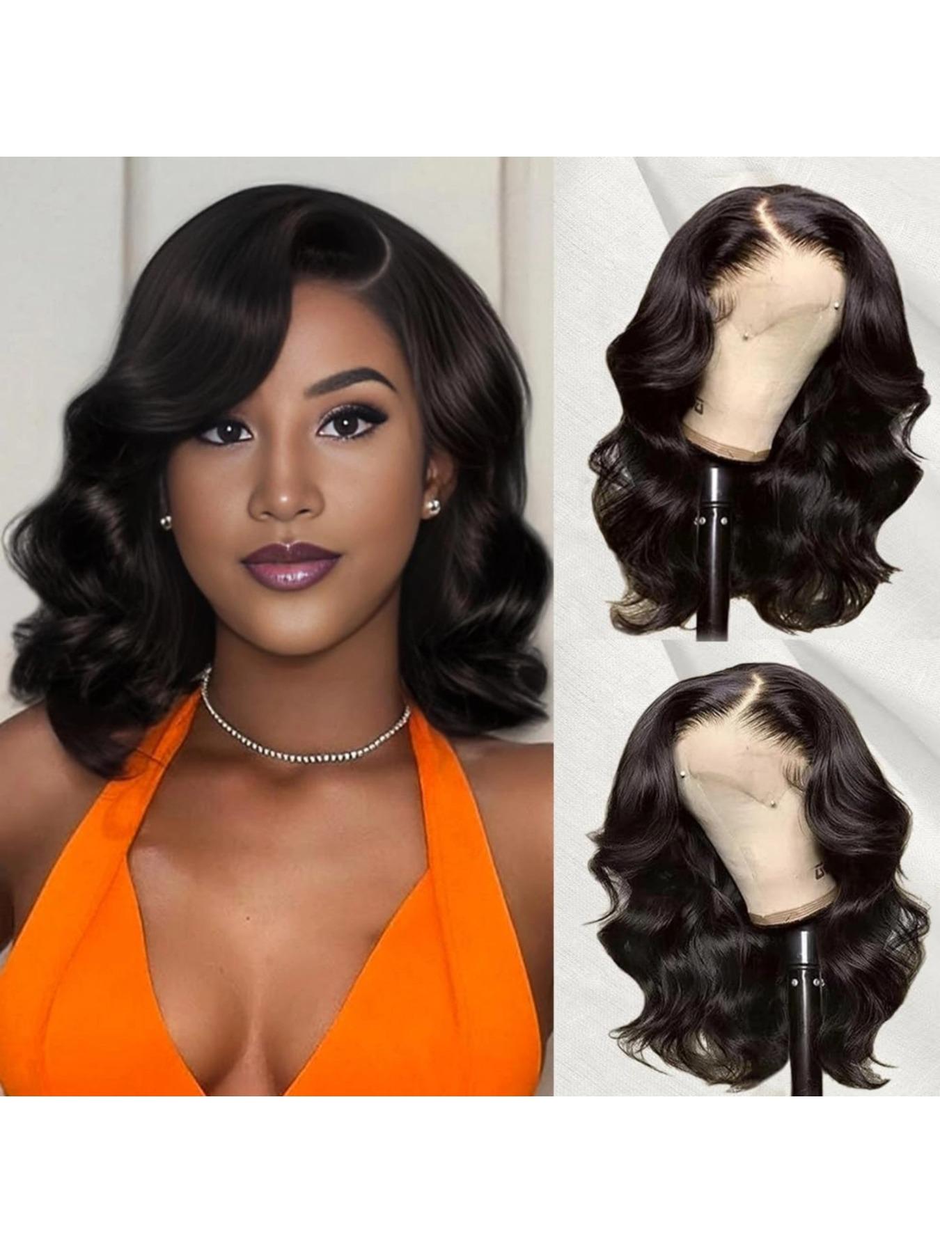 Glueless Human Hair Bob Wig 10 Inch Brazilian Virgin Hair HD Lace Closure 10 inch Body Wave Bob Wig Human Hair Wavy human Hair with  main image 4