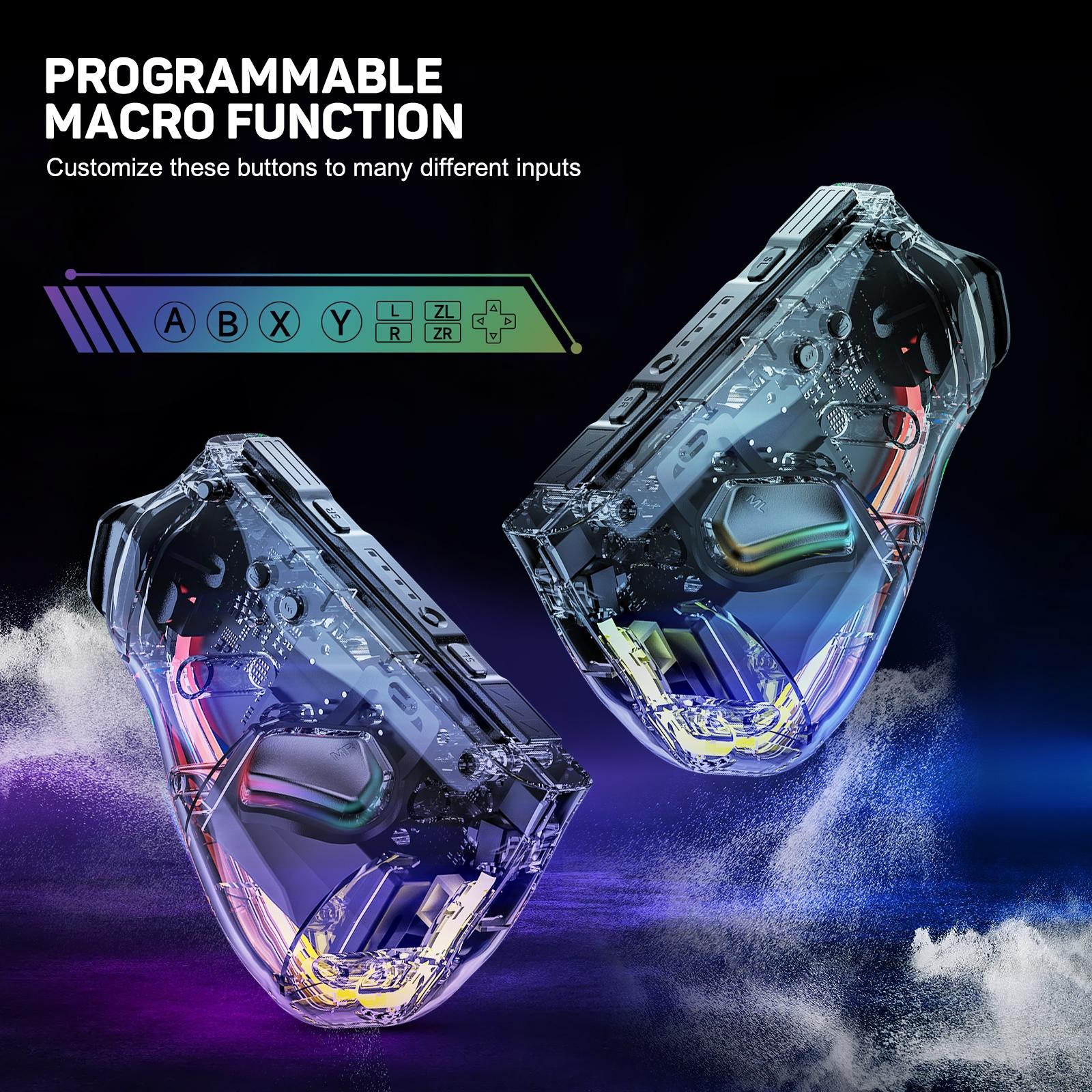 Wireless RGB LED Controller for Nintendo Switch Lite Oled Joy-Con, Dual Vibration Joystick, Compatible with Joy-Cons & Switches