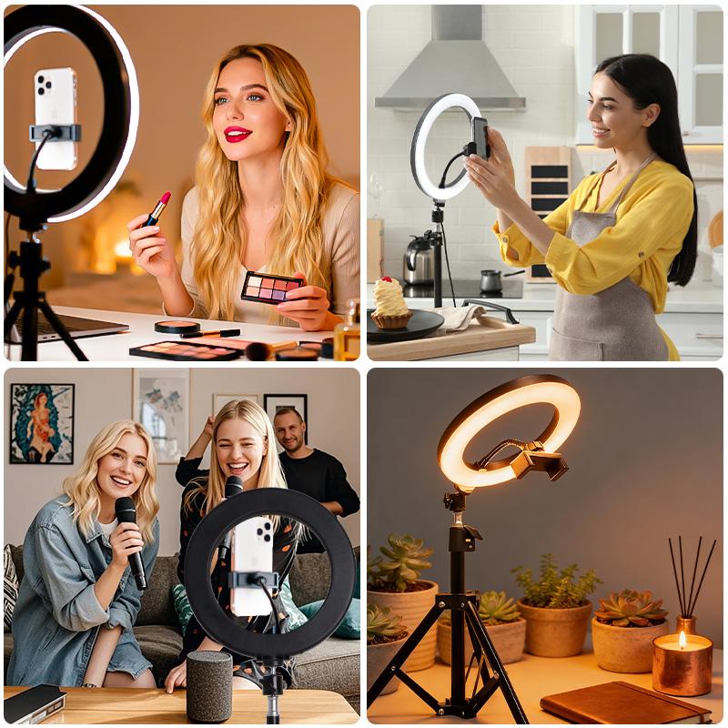 LED Ring Light Featuring Holders And a Metal Tripod Stand That Can Be Adjusted, Equipped with LED Fill Light, Offering Three Color Options And Ten Brightness Levels, Ideal for Selfies, Photography, Live Streaming, Video Recording, And Meetings