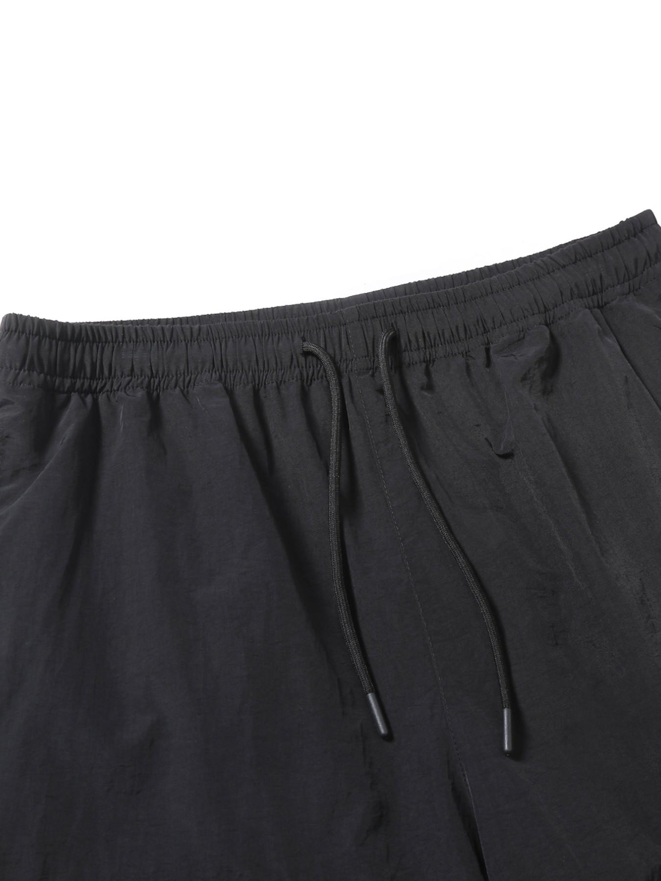 Men's Slim-Fit Polyester Casual Pants, Elastic Waistband, Drawstring Ankle Cuffs, Outer Pockets, Spring Fall Streetwear