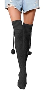 Women's Thigh High Socks Over the Knee Knit Socks, Winter Leg Warmers Stockings Knee High Tube Arctic Fleece