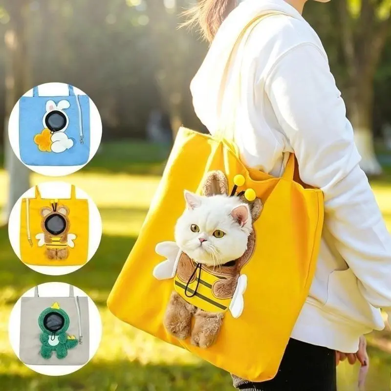 Breathable Head‑Out Design Pet Tote Carrier Bag, Multi‑Purpose Handheld Crossbody Shoulder Soft‑Sided Travel Bag for Small Cats & Puppies, Walking & Vet Visit Use
