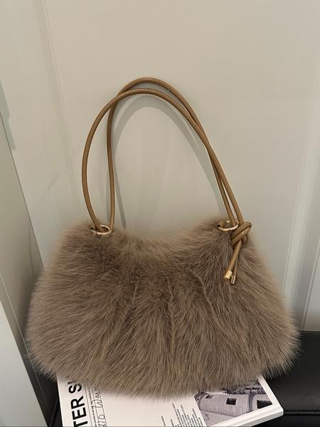 Women's Lightweight Plush Bag, Soft Handbag for University & Office Use, Perfect for Autumn Winter Seasons, Casual Daily Carryall, Elegant Shoulder Bag