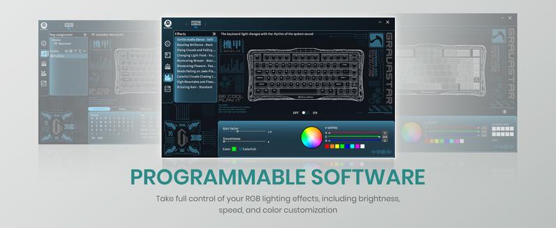 GravaStar Mercury K1 - Gradient White 75%  Wireless Mechanical Gaming Keyboard - Aluminum Alloy Exoskeleton, Gasket - Mounted, Hot - Swap Sockets, Linear Switches