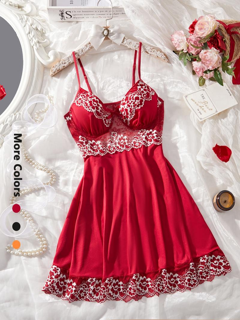 Women's Lace Cami, Sexy Adjustable Spaghetti Strap Nightgown, Ladies Sleepwear for Summer, Strap Chemise Nightgown