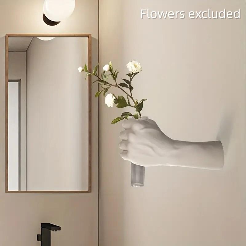 Creative Imitation Human Hand Wall Vase - Artistic Hand-Held Hydroponic Vase (1Pc), Designer Decor for Home, Restaurants & Hotels, Aesthetic Room Accent & Minimalist Small Flower Vase