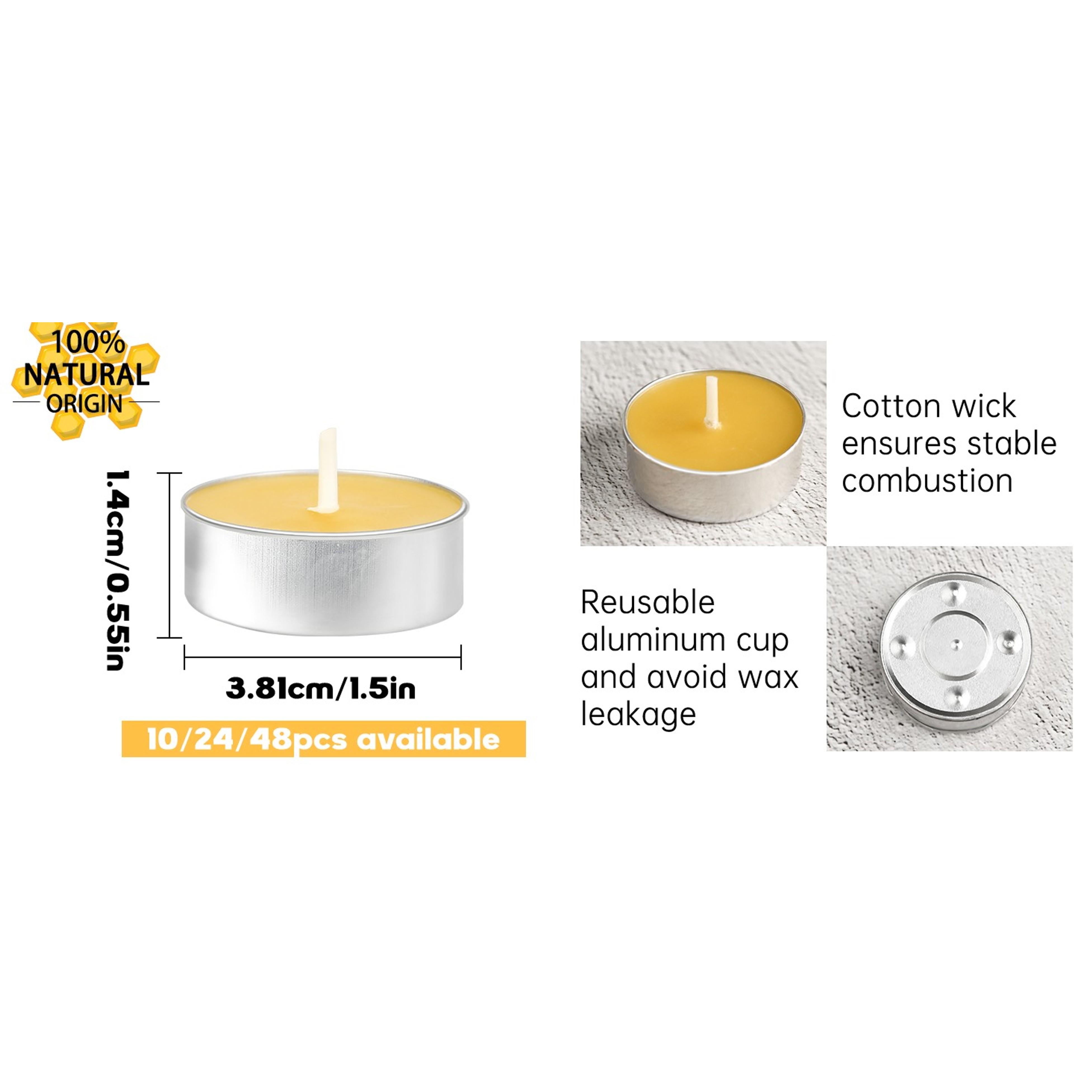 Beewax Tealight Candles 24 Pack, 4 Hour Clean Burn for Home Decor Non Toxic Beeswax Tea Lights in Aluminum Cup, Smokeless and Dripless, Natural Small Candle for Air Purify,Relax,Shabbat Beewax Tealight Candles 24 Pack, 4 Hour Clean Burn for Home Decor Non Toxic Beeswax Tea Lights in Aluminum Cup, Smokeless and Dripless, Natural Small Candle for Air Purify,Relax,Shabbat