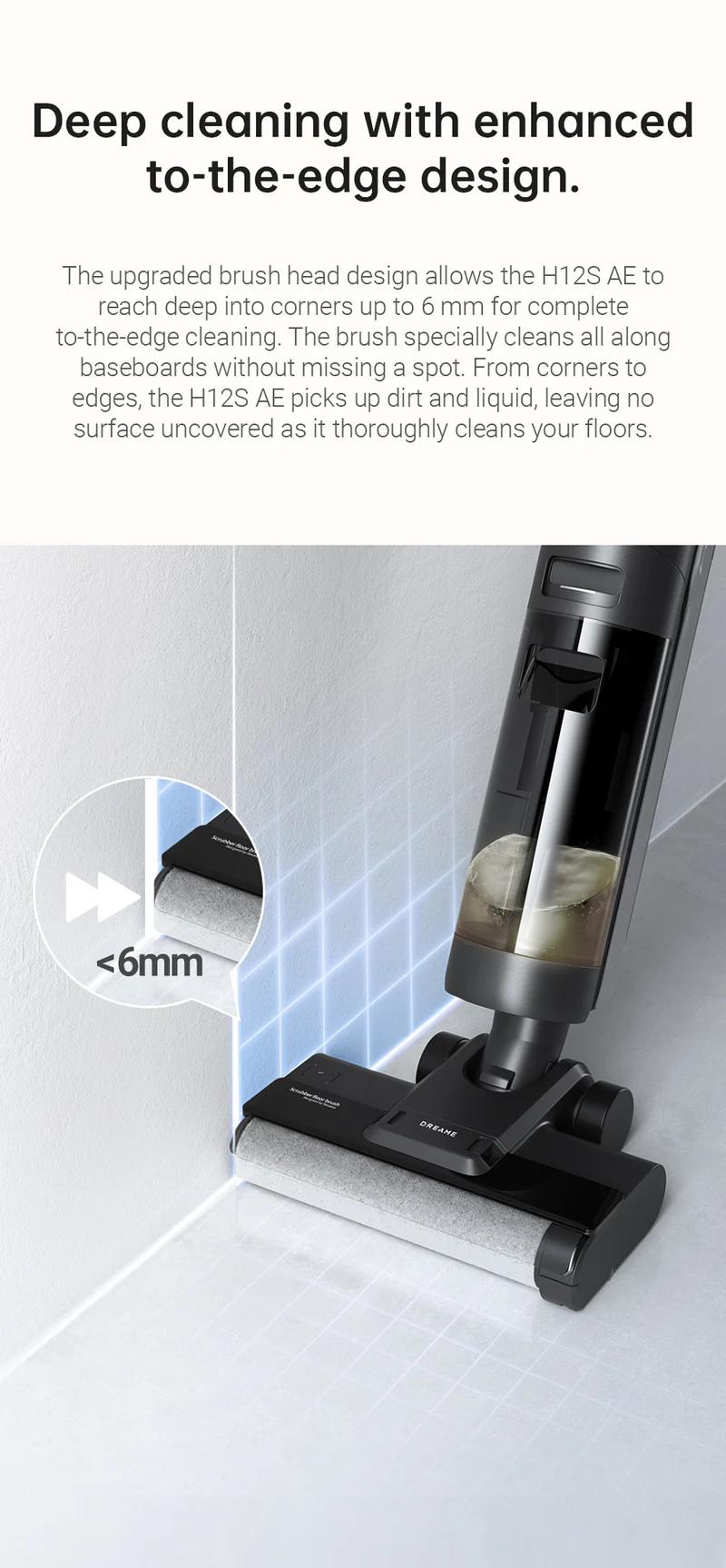 DREAME H12s Vacuum Mop, Cordless Wet and Dry Vacuum, Cordless Vacuum Mop All in One for Hard Floors, Edge Cleaning with Dirt Detection, Hot Air Drying, Smart Floor Cleaner Great for Sticky Messes on Multi-Surfaces