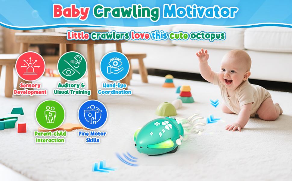 Dancing Squid Toy for Kids with LED Lights & Music - Sensory Development Interactive Toddler Toy for Ages 2+ - Bright Colors & Upbeat Music - Perfect Gift for Toddlers, Perfect Stocking Stuffer,Tummy Time