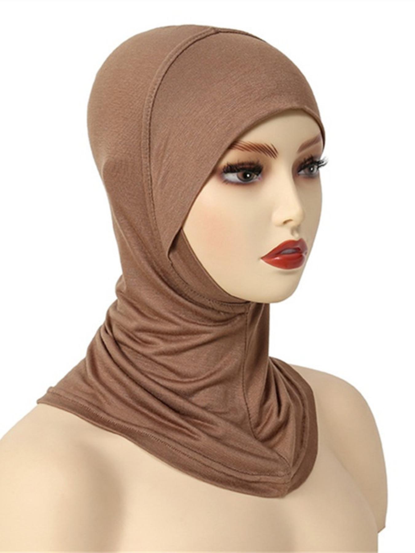 1pc Women's Inner Cap Underscarf Hijab Cap Turban Hat, Fashionable Solid Color Chin Elastic Head Cap & Neck Scarf for Comfort