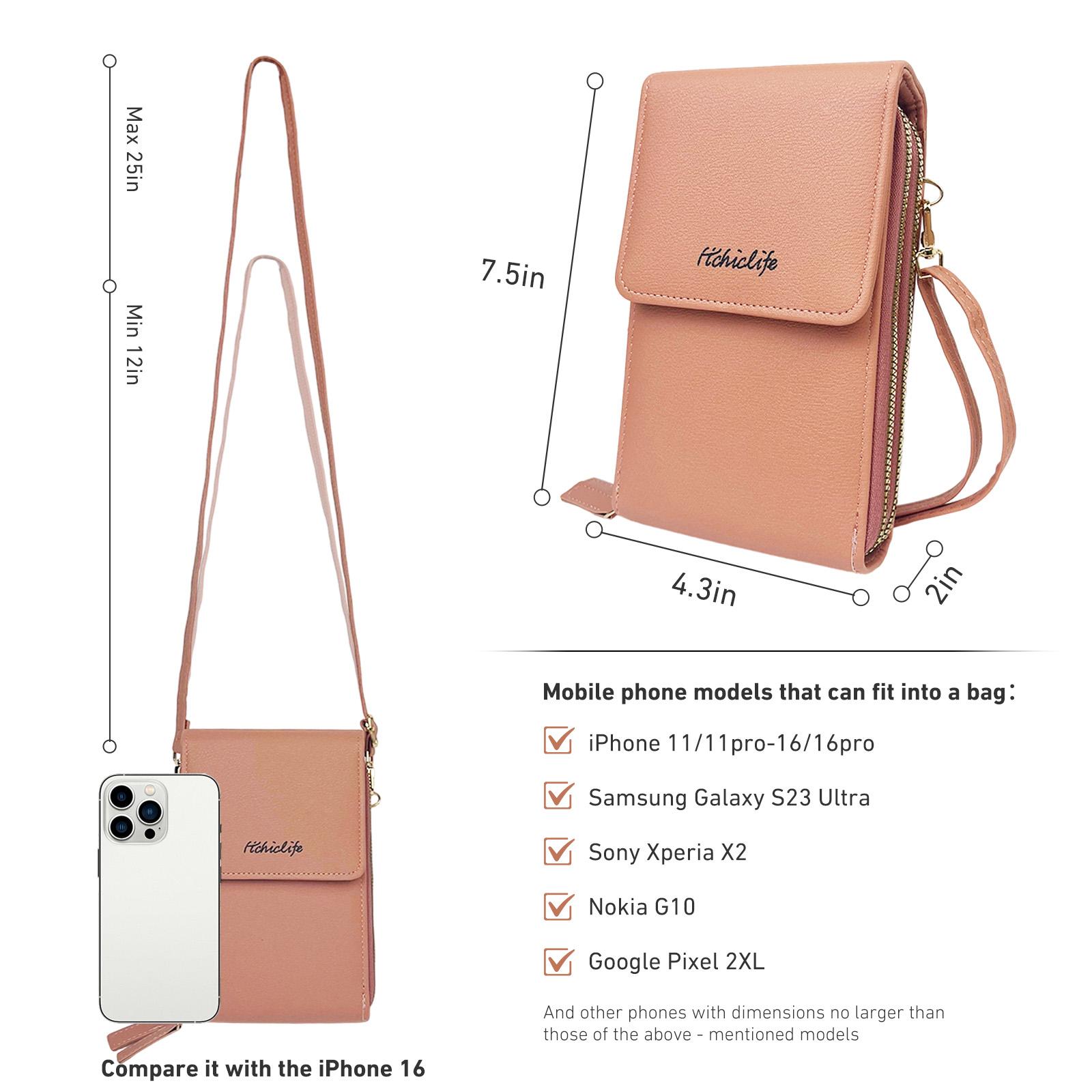 Women's Lightweight Small Crossbody Bag Phone Wallet Crossbody Purse Square Leather Crossbody Wallet for Travel Card Holder Document Bag Touchscreen Compatible SpringStatements