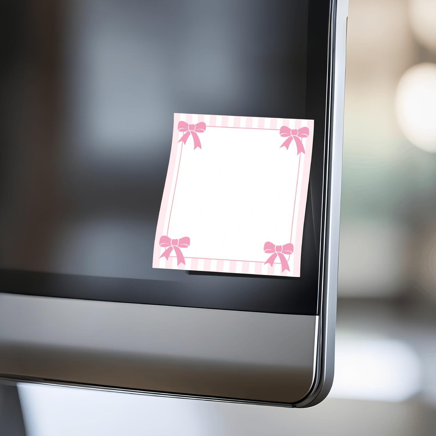 4-Pack Set Bow Sticky Notes, Cute Self-Adhesive Memo Pads with Four Designs, Four Styles for Reminders & Messages, Perfect for Office, School, Journaling, Great Stationery Gift