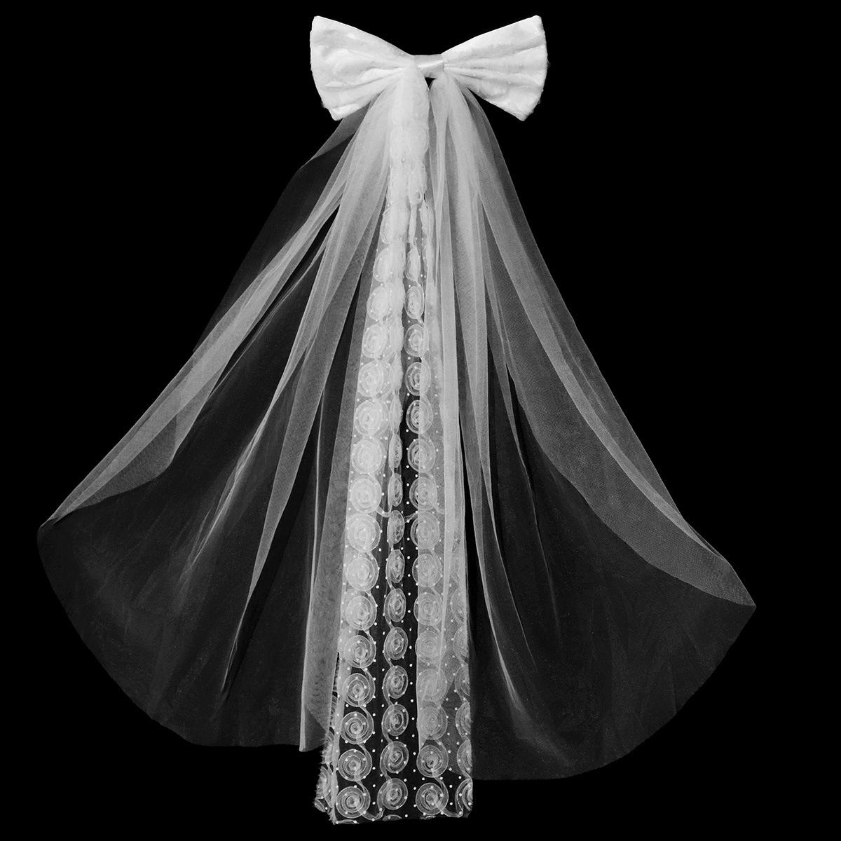 Elegant Bridal Veil - Bridal White Bow Lace Veil with Hairpin Headpiece for Wedding Ceremony, Award Commemorative Events