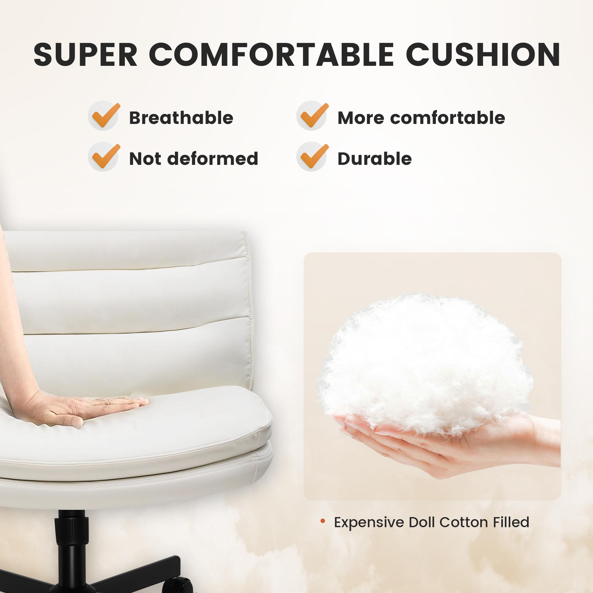 COMHOMA Criss Cross Chair Plus Size With Wheels, Office Chair Sit Cross-legged Armless Swivel Home Modern Home Office Desk Chair