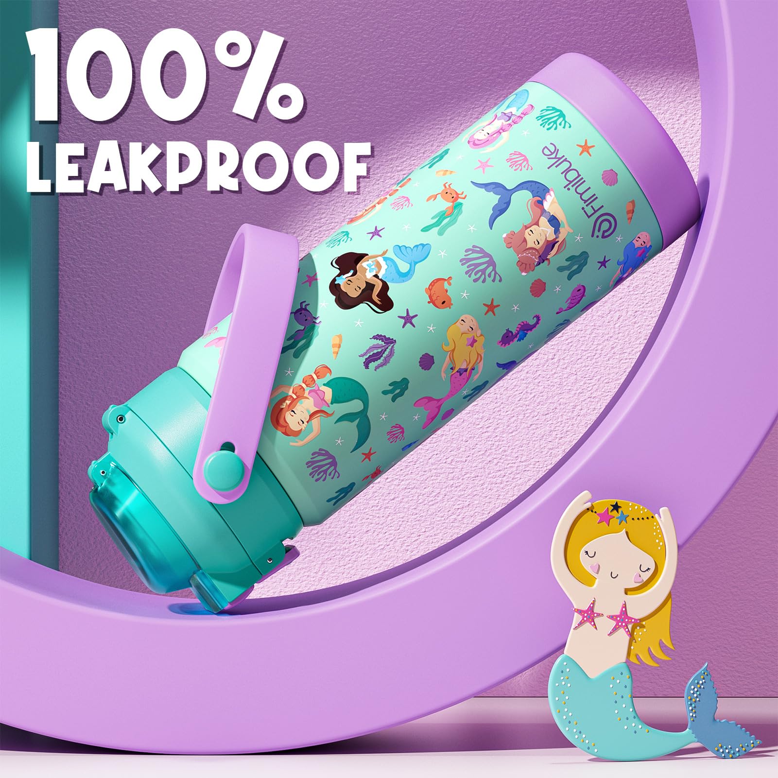 Back to School Gift,Fimibuke BPA-Free Insulated Water Bottle, 14/18oz Leak Proof 18/8 Stainless Steel Vacuum Tumbler with Pop-Open Straw & Spout 2-in-1 Lid, Travel and School Cup,Birthday's Gift