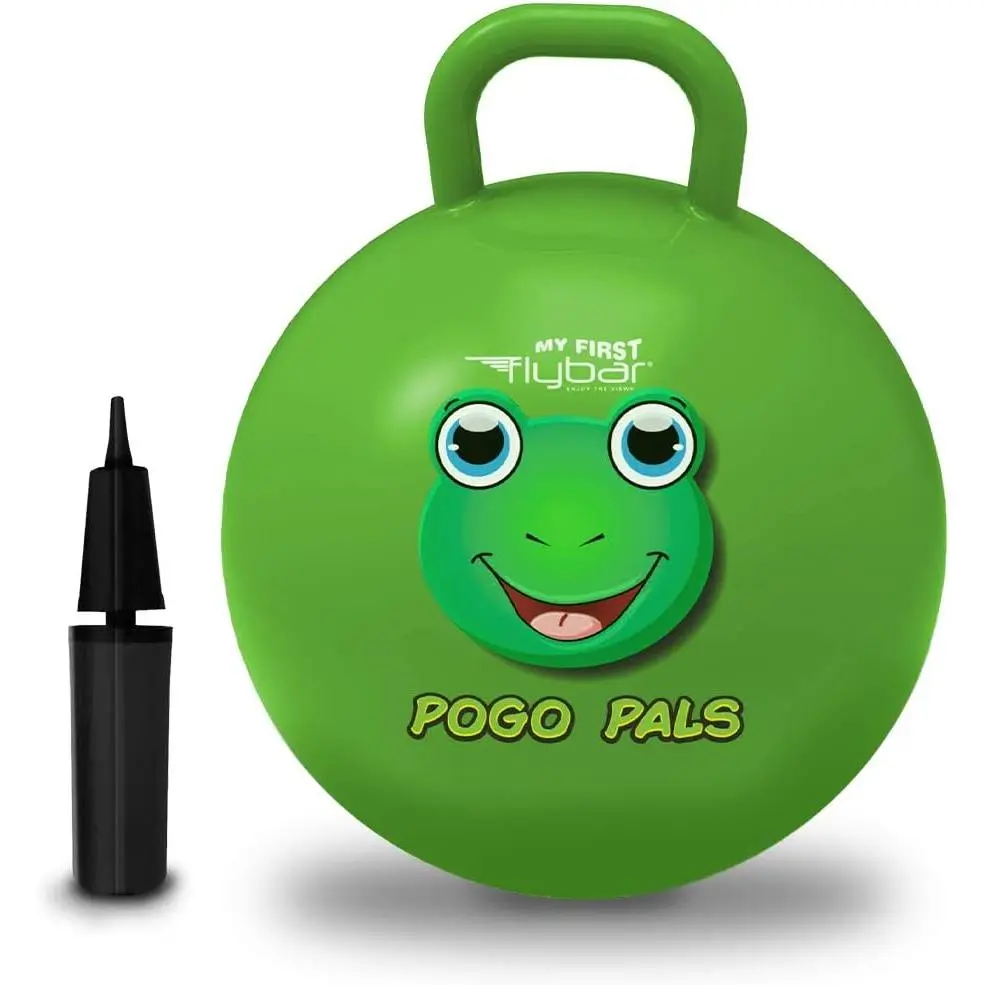 Sports Flybar Hopper Ball for Kids, Inflatable Bouncy Ride-On Ball w/ Handle for Indoor & Outdoor Active Play, Includes Pump, Jump Ball Toy for Boys & Girls, Supports Up to 185 lbs, Ages 6+, 22-Inch, Medium
