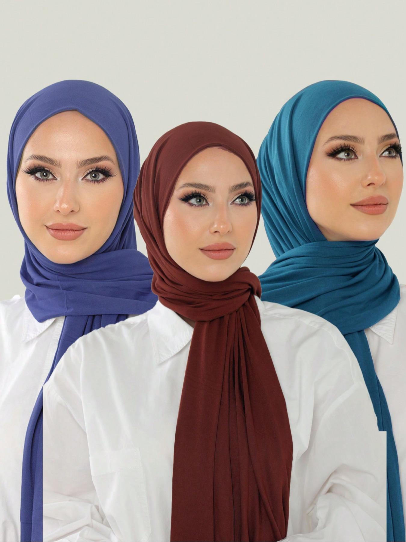 Women's Solid Color Khimar, Soft Comfortable Breathable Hijab for Daily Wear, Fashionable Casual Modern Muslim Clothing for Women