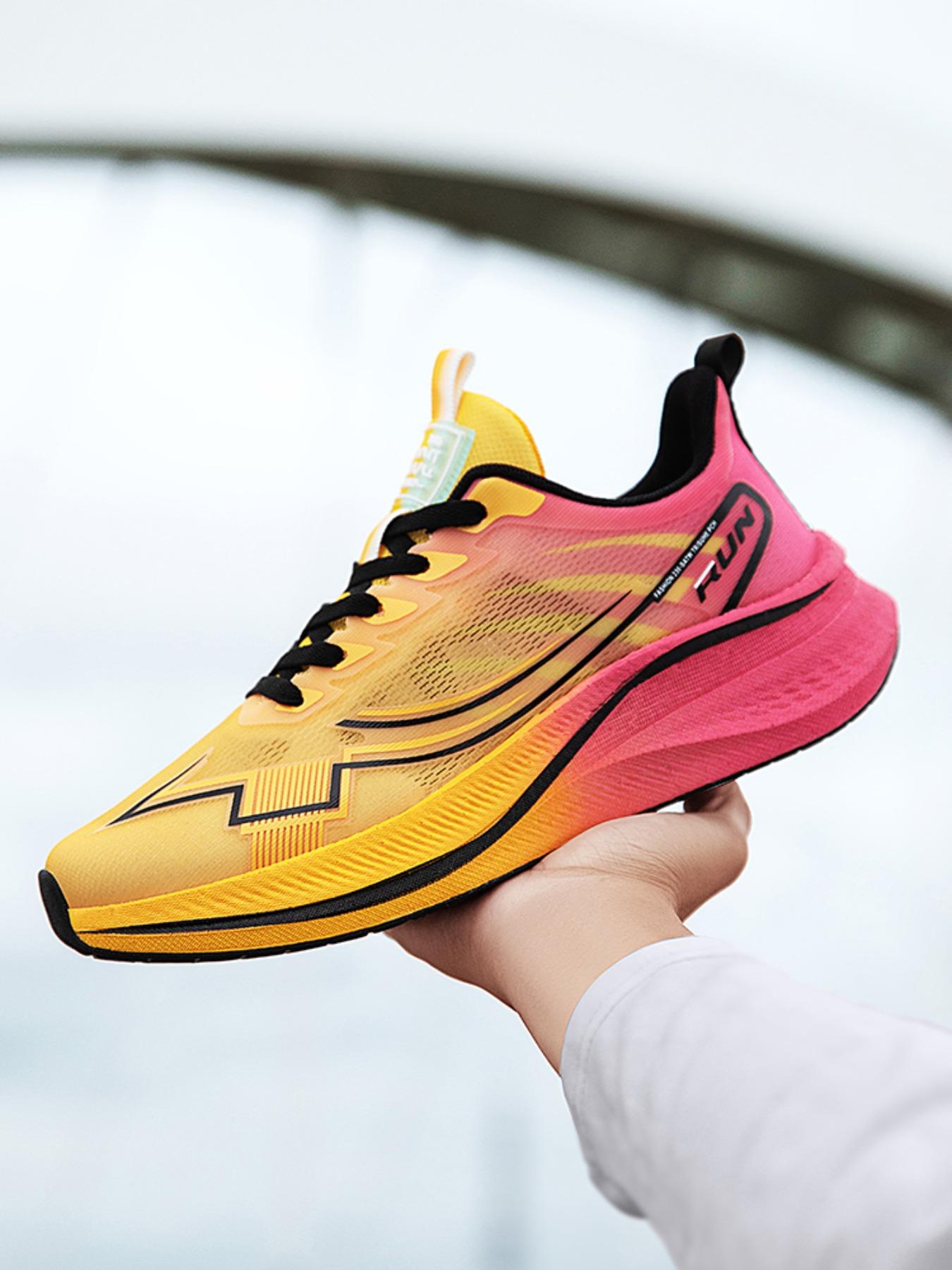 Men's Colorblock Lace Up Low Top Sneakers, Casual Breathable Comfortable Sports Running Shoes, Male All-match Round Toe Shoes for Daily Wear, Closed, Casual Running Footwear