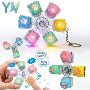 Cat Paw Keycap Keychain Mechanical Keyboard Fidget Spinner Stress Relief Toy Soft Cute Keyring for Office Desk Anxiety Gift