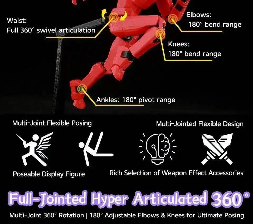 9L3D DIY Shapeshift Articulated Figurine - Titan13 T13 Dummy with 13 Joints, Movable Multi-Pose 3D Model Toy, Desktop Collectible, Tech Jacket Accessory, Gifts for Boys, Toy Photography Prop