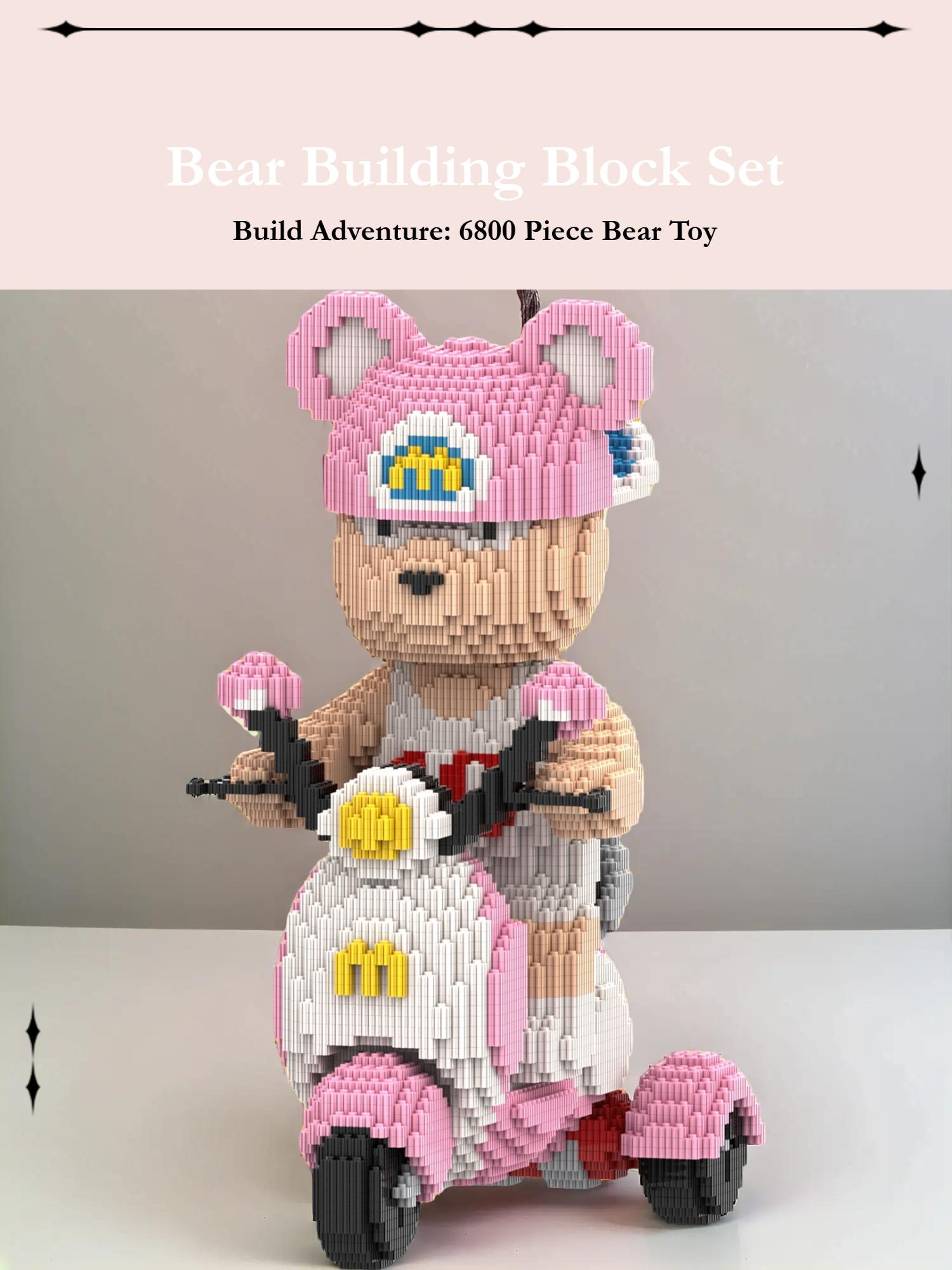 Bear Stem Building Blocks Set, 6800 Pieces 40cm High Creative Sporty Three-Wheel Bear Toy, Unique Gift for Kids and Home Decoration, Building Block Sets, Building Block Model, Brick