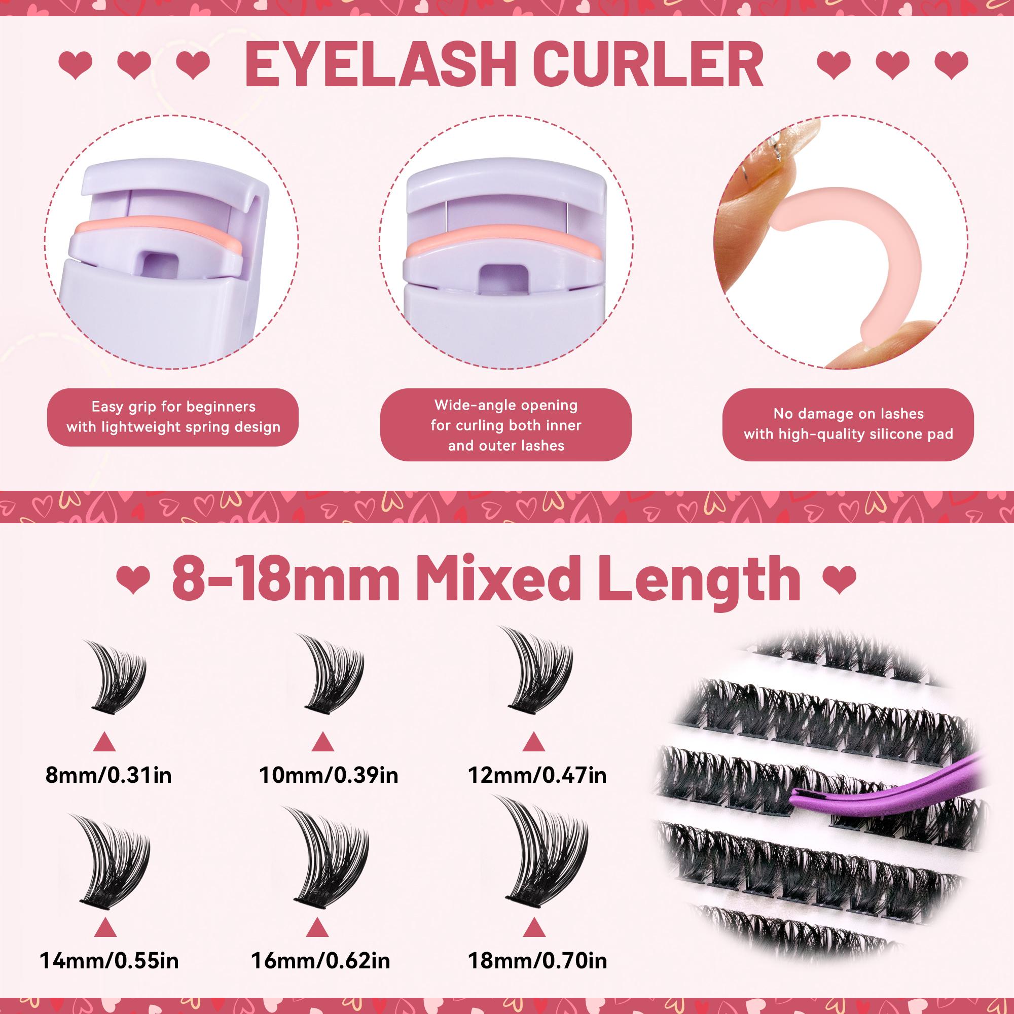 Mixed Length False Eyelashes Kit, 1 Box Natural Look Eyelash Extensions, Self Grafting Curl Eyelashes, DIY Eyelash Extensions, Eye Makeup Enhancement Eyelashes for Women, Eyelashes Clusters Cosmetic, Eyelashes Clusters, Lash Clusters Kit, Curly Lashes