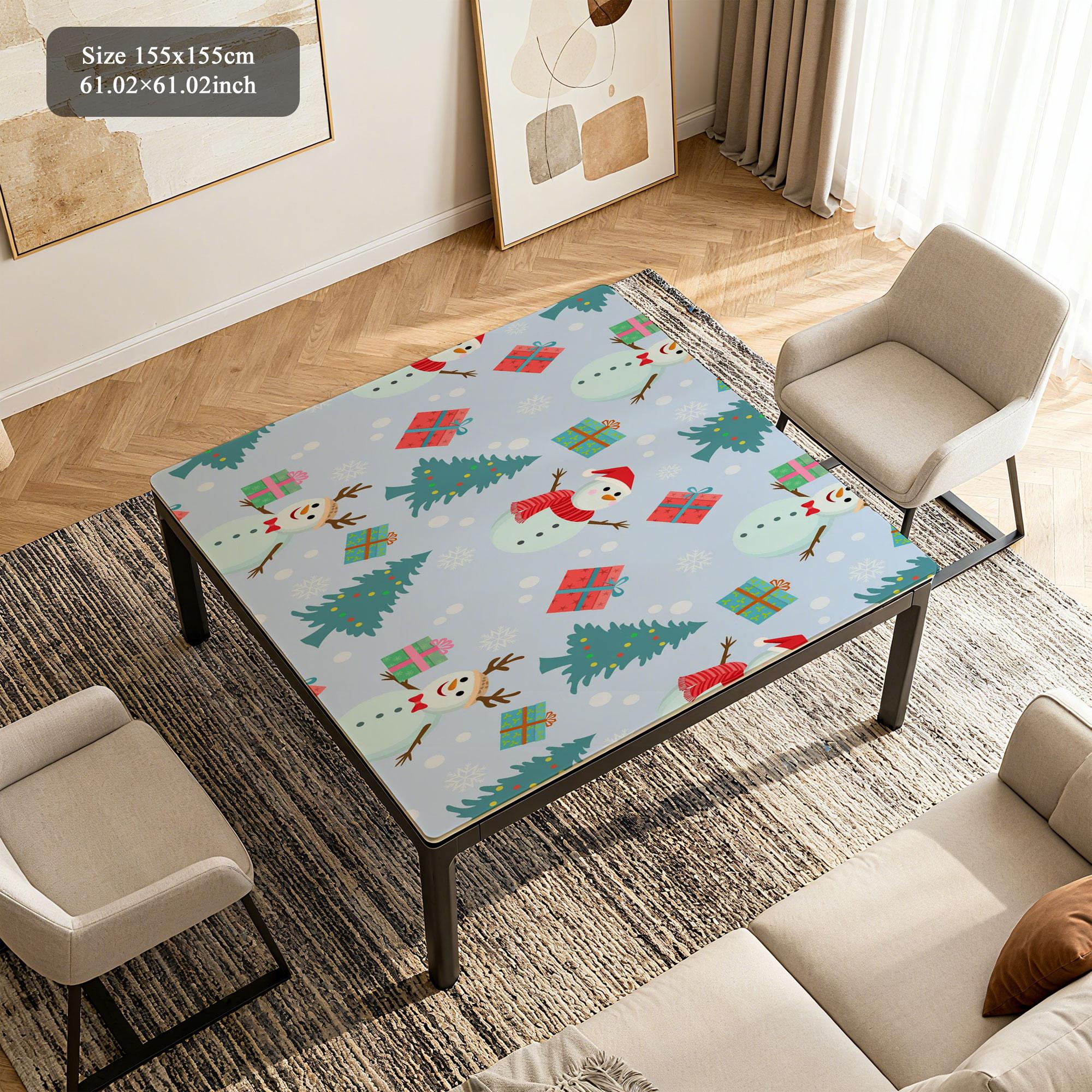 Cute Snowman Christmas Tablecloth, Rectangular Polyester Table Cover for Winter Holiday, Fun Washable Decorative Tablecloth for Kids Party, Family Dinner