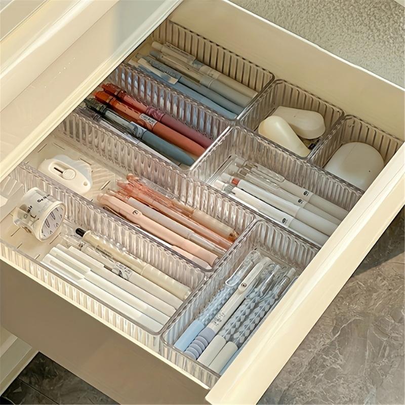 Stackable Acrylic Drawer Organizer - Adjustable Divider Trays for Cosmetics, Modular Makeup Storage Box