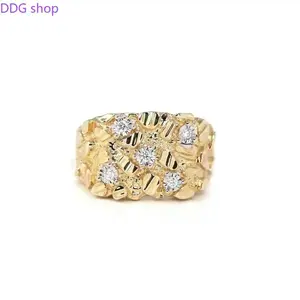 Trendy 14K Gold Plated Nugget Ring for Men & Women, Hip Hop Style Chunky Statement Jewelry, Durable Everyday Accessory, Perfect Gift for Birthday & Streetwear Lovers