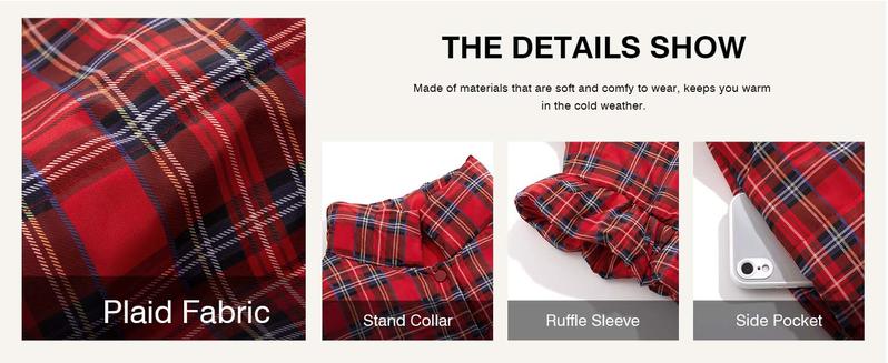 Tankaneo Women's Plaid Puffer Vests Ruffle Sleeveless Lightweight Quilted Vest Fall Winter Padded Gilets Coats