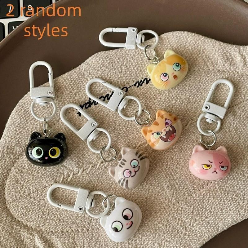 2 Cute Cat Keychains, Soft Adorable Phone Charms, Perfect Gift for Girlfriend and Couples, Decorative for Phones, Cameras, Backpacks