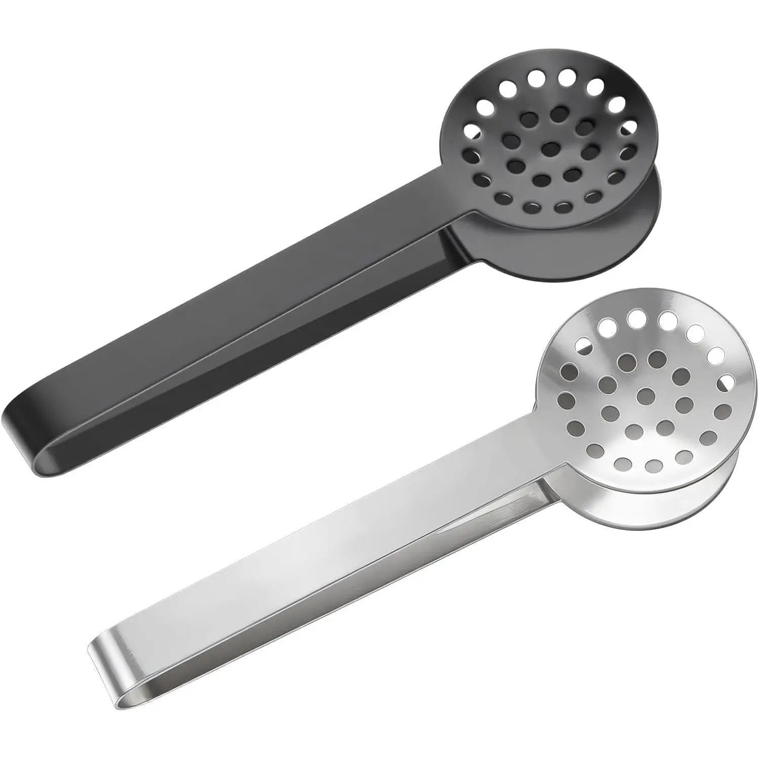 2 Pcs Stainless Steel Tea Bag Squeezer Tongs Tea Filter Spoon Clamp Teabag Strainer Dispenser Kitchen Bar Tools Black Silver