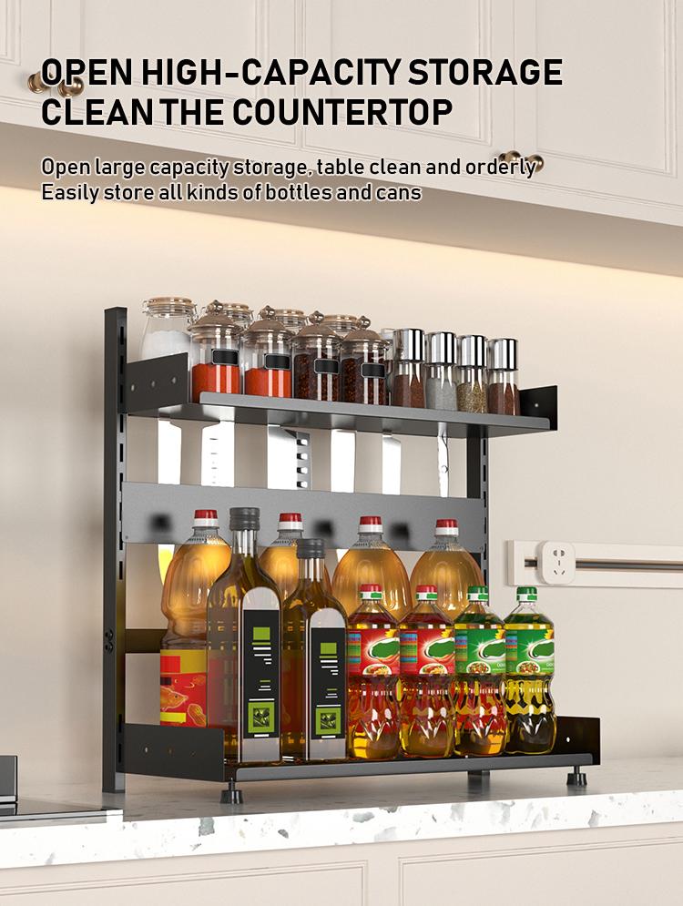 Three-Tier Kitchen Spice Rack, Multi-Functional Storage for Jars & Condiments, Detachable & Washable, Modern Design, Home & Restaurant Use