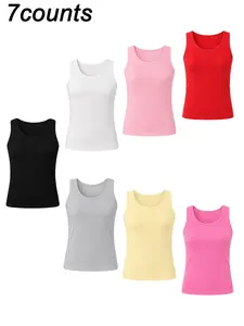 Women’s 7 Pack WorkoutTank Tops Solid Color Low Neck Cooling Lightweight Breathable Four Way Stretch Buttery Soft Comfortable Yoga Base Layer Tops Moisture Wicking Quick Dry for Gym Pilates Outdoor Running Cycling Beach Minimalist Casual Fitness Wear