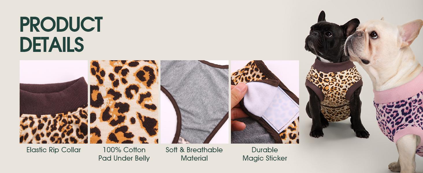 Kuoser Dog Surgery Recovery Suit, Recovery Suit for Female Male Dogs, Dog Onesie After Surgery Spay Neuter, Anti-Licking Pet Surgical Recovery Snugly Suit, Fuddle wuddle patch puppy