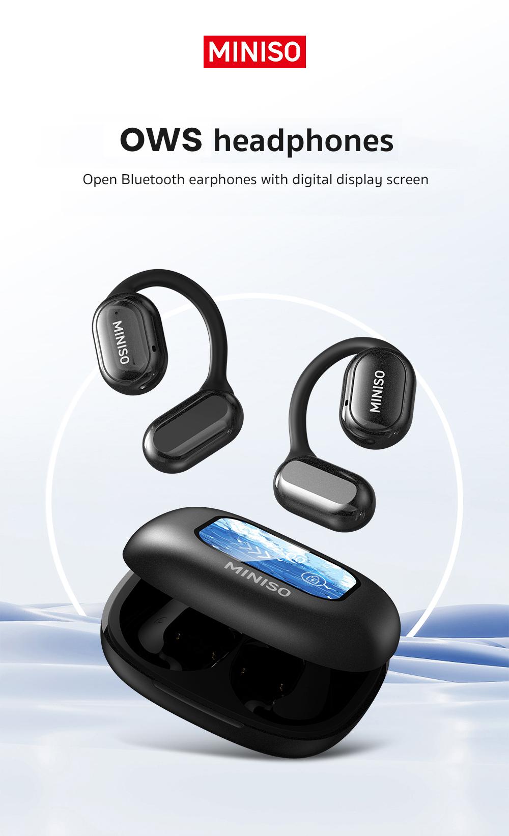 【Buy 1 Get 1 Gift Free】MINISO X30 OWS Open Ear Bluetooth Earbuds, MS106 Wireless Earbuds Bluetooth 6.0 Earphones, In Ear Earbuds, HIFI Sound Quality IPX5 Waterprooof 35Hours Play time Wireless Headphones Touch Control Built-in Mic Hearphones